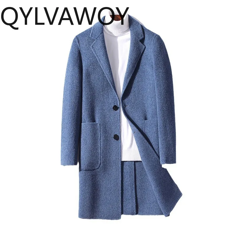 QYLVAWOY 63% Wool Coat Thicken Coat Autumn Winter Mens Jacket Double-faced Woolen Coats for Men Korean Coat Men Business 남자 코트