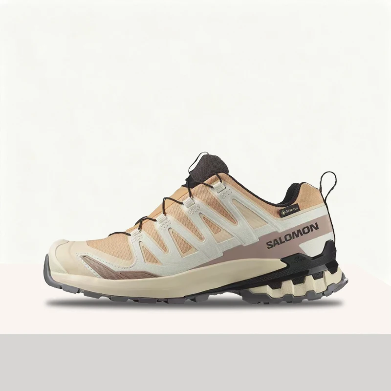Salomon XA Pro 3D V9 GTX: A low-top running shoe for women that offers excellent grip on dry surfaces for Women in Beige 478176