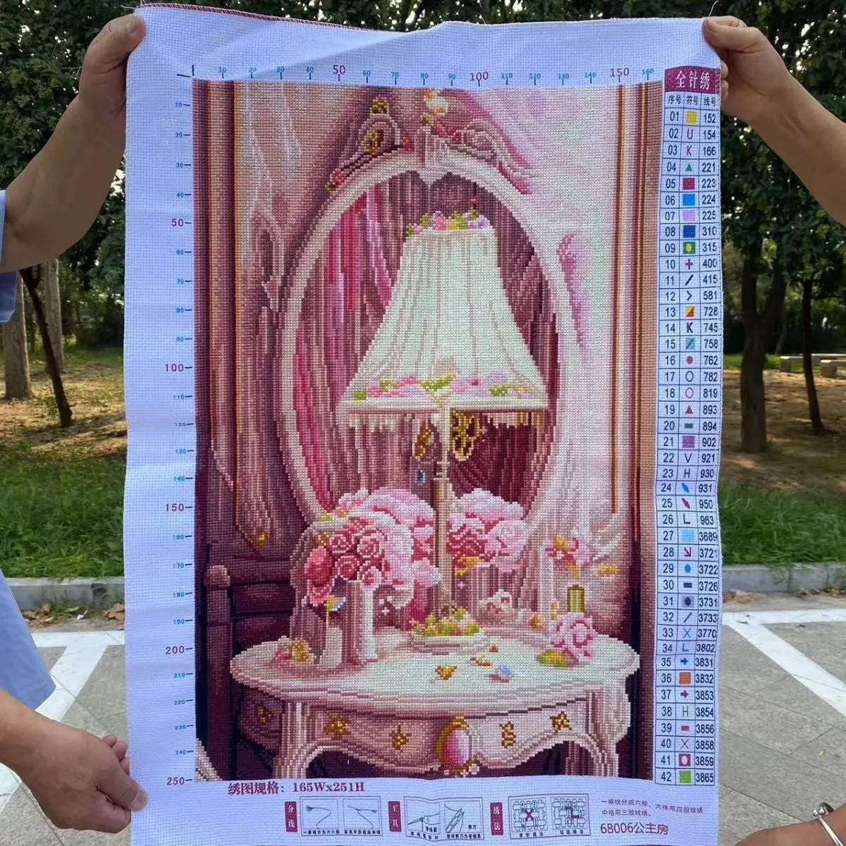 

Pure handmade cross stitch finished product with artificially embroidered pictures. Princess's room, children's bedroom, 84 *57