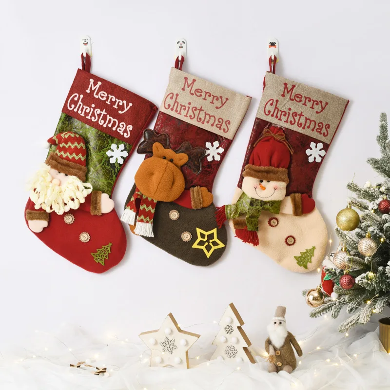 1pc Extra Large Christmas Stockings Socks Merry Christmas Party Favors  Candy Apply Gift Packing Holder Xmas Stocking Tre Supply