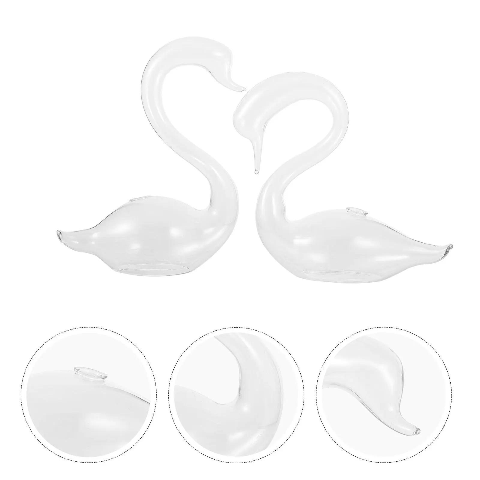 

2Pcs Swan Shaped Hydroponic Glass Vases Office Desktop Planters Home Decors Hydroponic Glass Vases Swan Planters