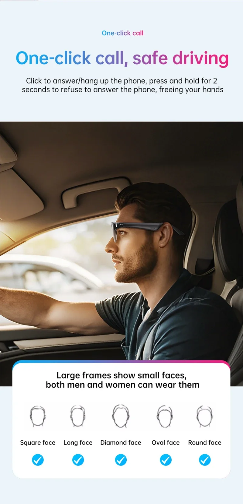 Lenovo AI Smart Glasses 12KHD 2600W Freisprechfunktion AI-Übersetzung ChatGPT-Protokollierung Musikwiedergabe Smart-Sonnenbrille für Männer und Frauen – Detail 8