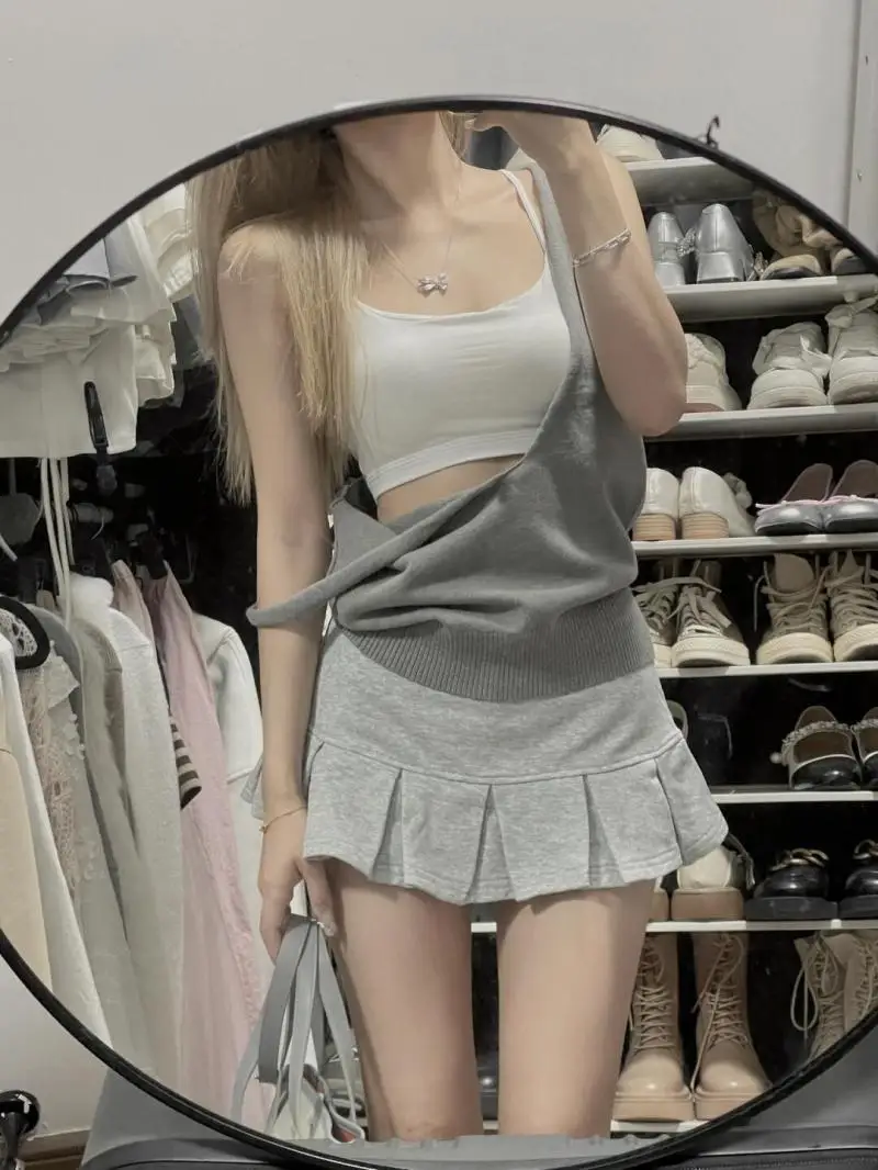 Spódnice Damskie Codzienne Krótkie Łańcuszki Wygodne Cutecore Zakryte Na Zewnątrz Złota Kratka Wycięte Okrycie Wierzchnie Dużo Atrakcyjne Kraty