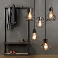 Industrial Iron Cage Ceiling Chandelier Coffeshop Dinning Room Bedside Decoration Lighting Fixture Edison Vintage Pendant Lamp