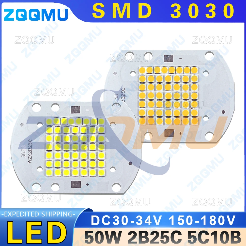 High Power LED Chip 50W Integrated Light Source High Brightness Energy Saving Floodlight 30V 150V Spotlight Bead for DIY