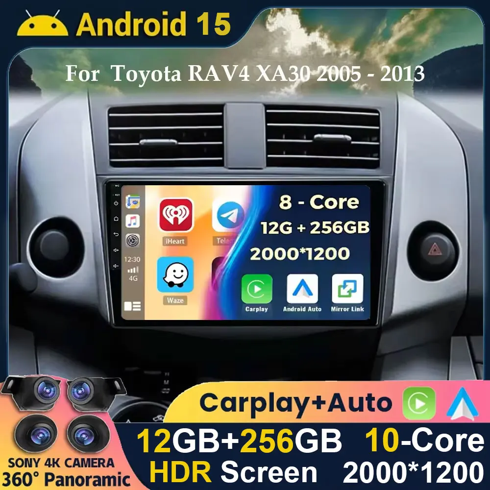 

Android 15 Car Radio Android Auto For Toyota RAV4 Rav 4 XA30 2005-2013 Carplay Multimedia Video Player DSP Navigation 4G WIFI