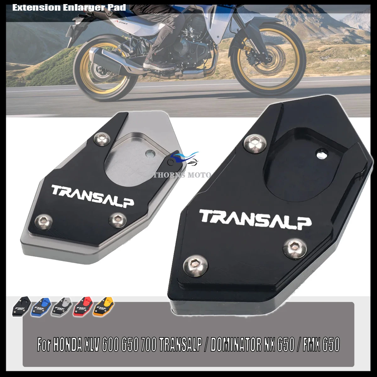 For HONDA XLV 600 650 700 TRANSALP/DOMINATOR NX650 FMX 650 Kickstand Foot Side Stand Extension Pad Support Plate Enlarge Stand view 3