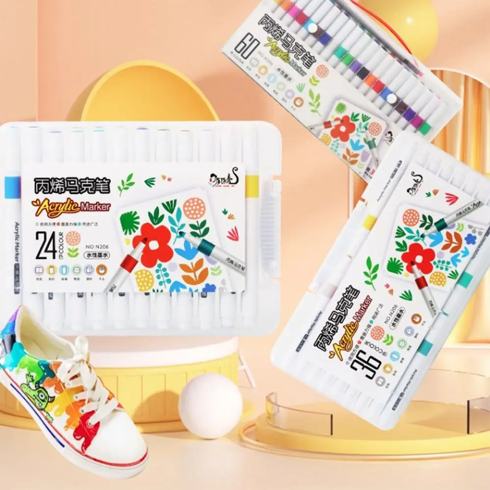 Waterproof 12/24/36/48/60 Colors Acrylic Marker Painting Drawing Art Painting Markers Pens Graffiti DIY Crafts