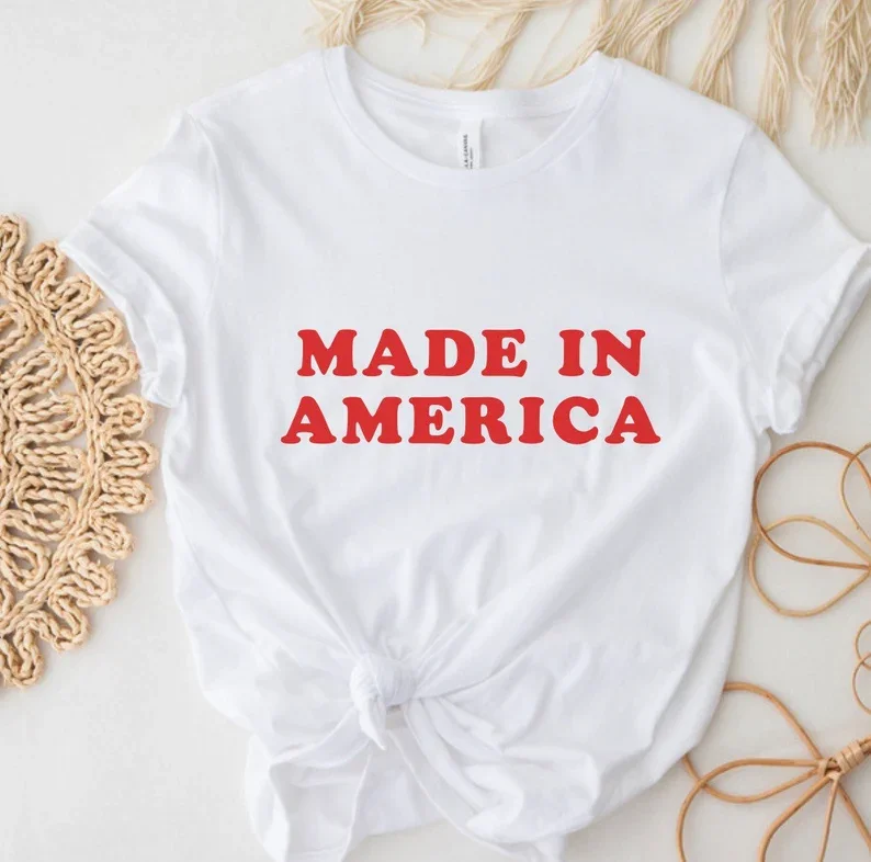 Skuggnas Made in America Funny Graphic T-shirt Fourth of July Shirt Unisex Fashion Women Men Cotton t shirt Soft Material