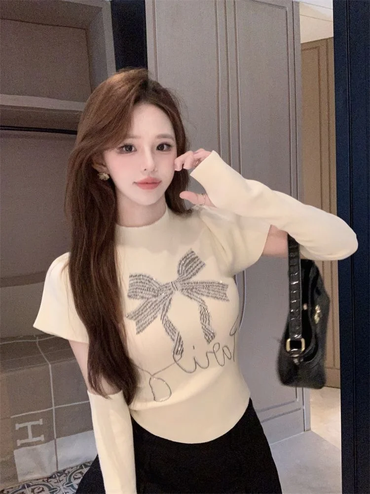 

Detachable Sleeve Knitted Sweater Women Korean Clothing Winter Velvet Zippered Hooded Bubble Softy Thermal University Students