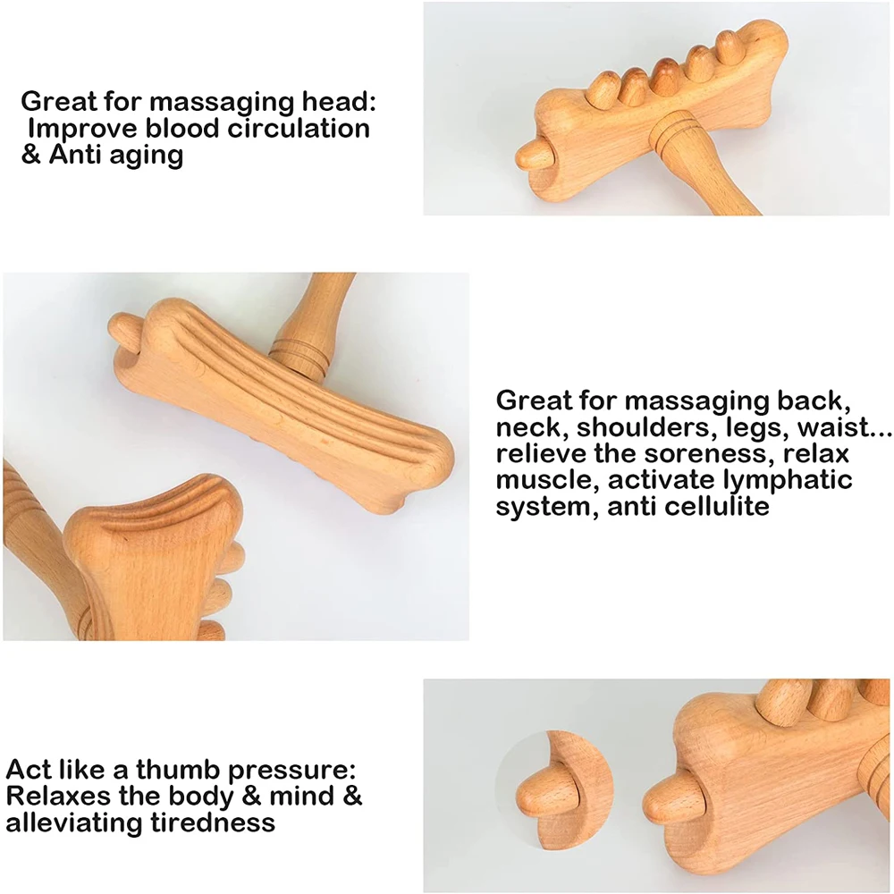 Wood Therapy Tools for Body Shaping, Anti Cellulite - Relief Soreness - Gua Sha | Lymphatic Drainage Wood Therapy Massage Tools view 4