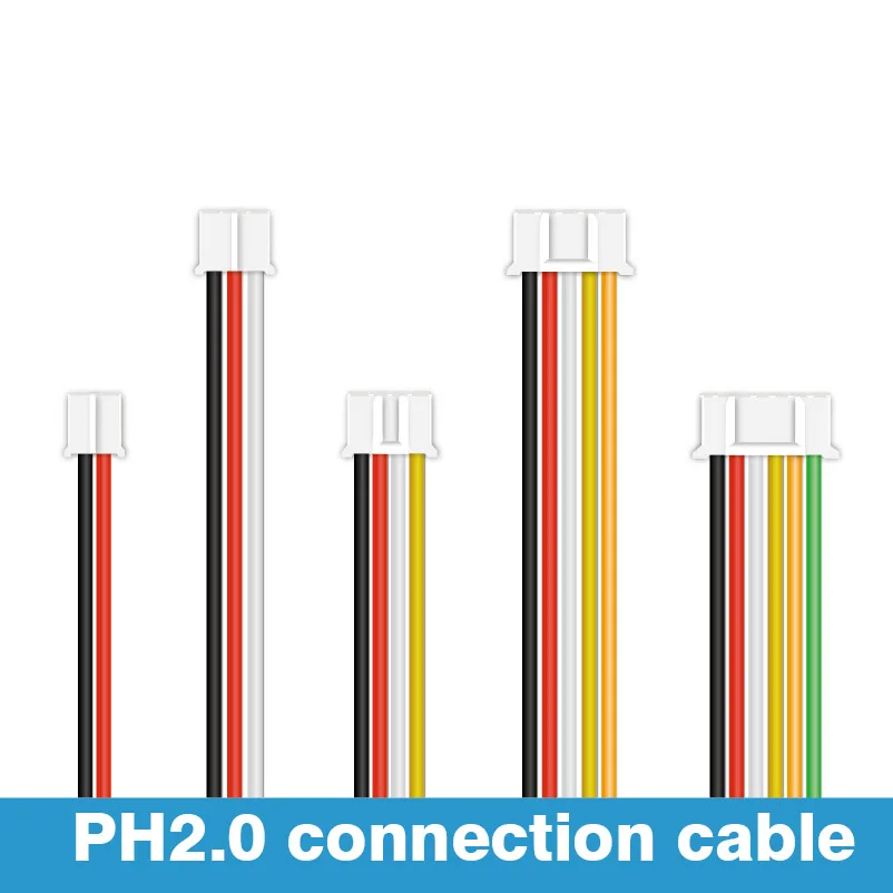 Cable de silicona Ph2.0 personalizado, accesorio de un solo depósito, Doble Depósito, Terminal, cable eléctrico, 2/3/4/5/6/7/8/9/10P, 26AWG