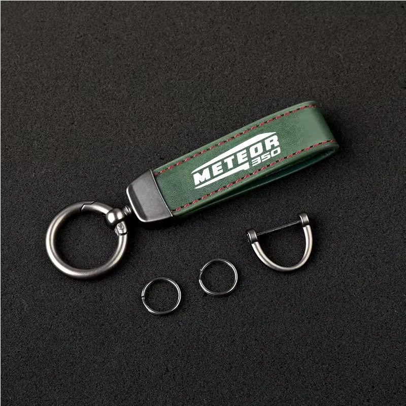 1PCS Motorcycle Metal PU Leather Motorcycle Keychain Ring Accessories for Royal Enfield Meteor 350 Royal Enfield Meteor350 500