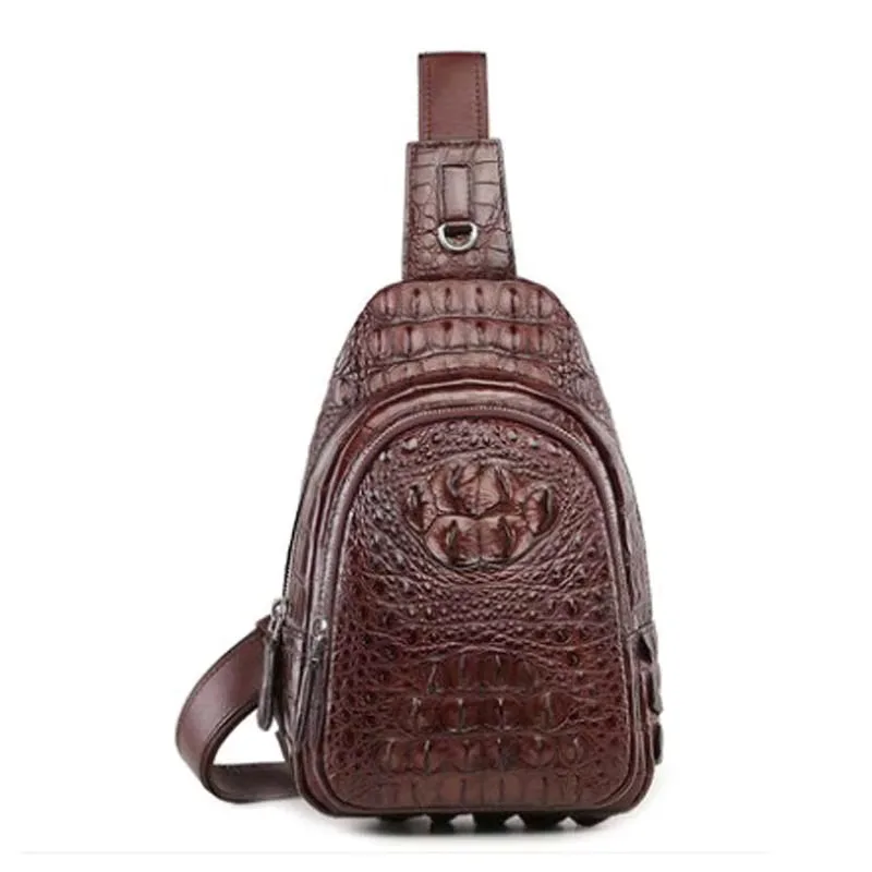 

langhao crocodile leather male Single shoulder bag leisure Men's chest bags Cross-body bag with one shoulder bag