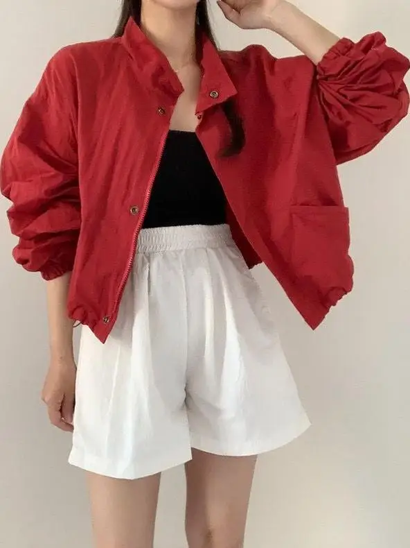 

Женские куртки Офисная одежда Женские простые облегающие куртки с карманом спереди и пуговицами Универсальные однотонные осенне-зимние теплые базовые куртки