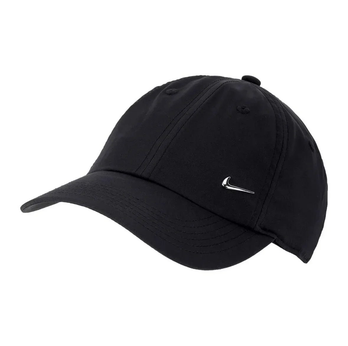 Nike Metal Logo Sports Baseball Cap for Men and Women Couples Suitable for Head Circumference 55-60 Black and White