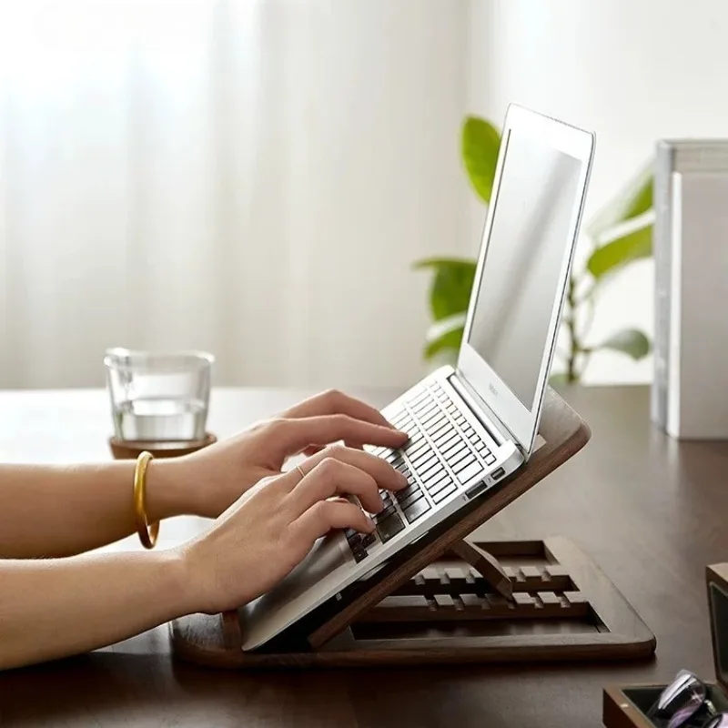 

Wooden Macbook Holders Adjustable Laptop Stand Bracket Folding Aesthetic Heat Dissipation Brackets Multifunctional Bedroom Racks