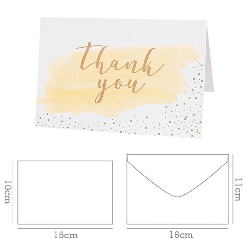 6Pcs/Set Thank You Card with Envelope Blank Folding Cards Birthday Wedding Party Greeting Card Note Message Blessing Card