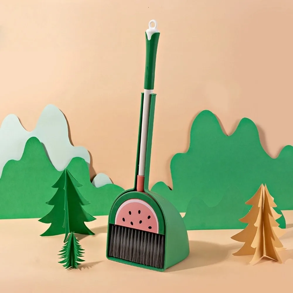Funny Cartoon Children Dustpan Set Mini Plastic Cleaning Toys Retractable Lemon Baby Broom Set For Aged 3-8