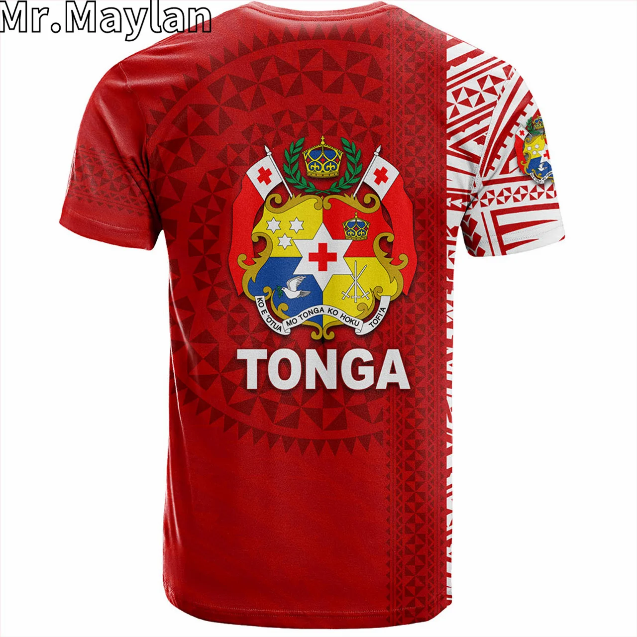 T-shirt personnalisé imprimé en 3D Tonga pour hommes et femmes, conforme à la culture esienne, tatouage tribal, t-shirt rouge, streetwear unisexe