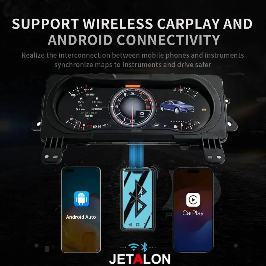 Pantalla LCD de 12.3 Pulgadas para el Tablero de Instrumentos del Automóvil, Velocímetro Digital para Ford Mustang 2014-2018, Pantalla de Alta Resolución, Carplay, Mapa Inteligente