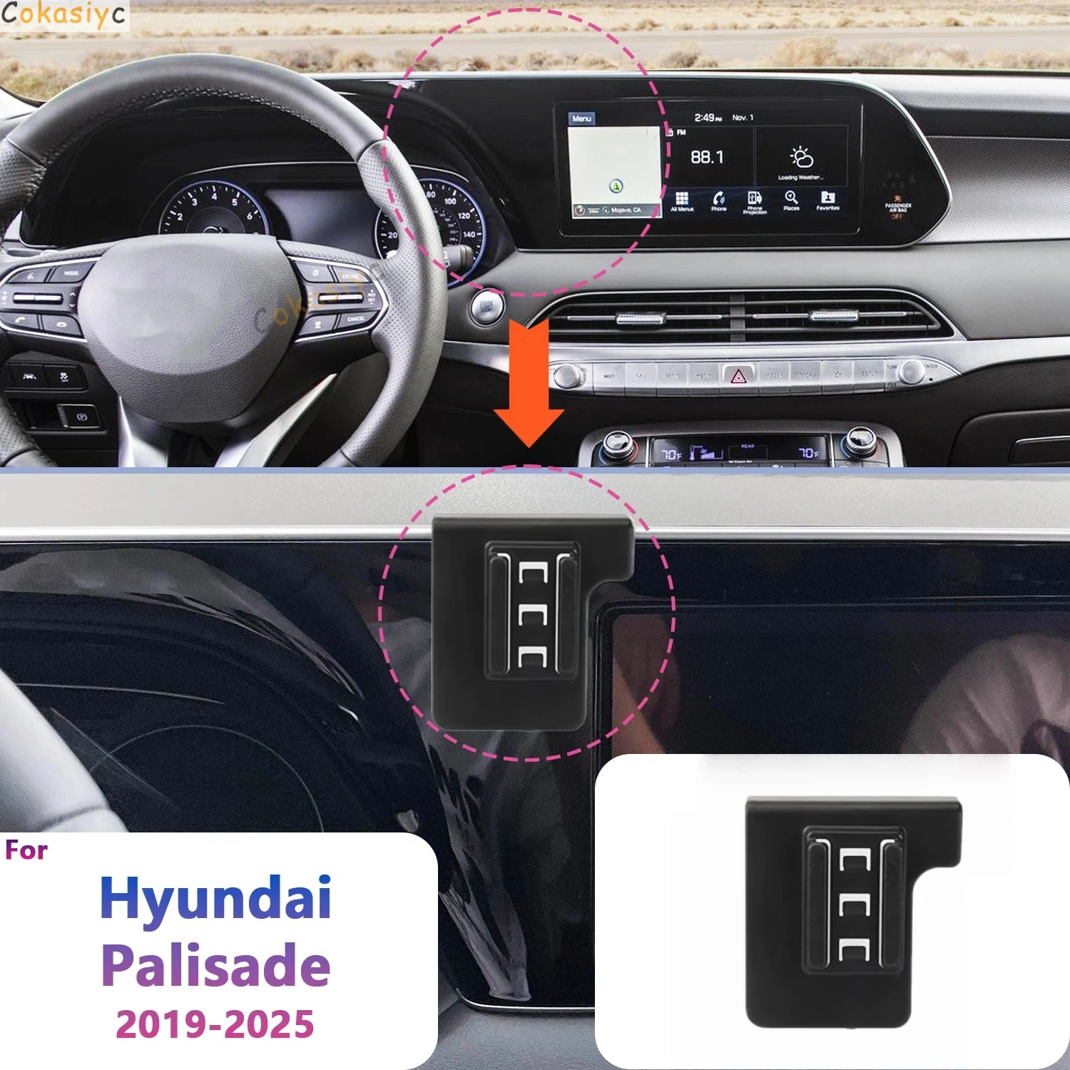 Para hyundai palisade 2019-2023 2024 2025 montagem do telefone do carro suporte de telefone de carregamento sem fio especial base fixa titular acessór