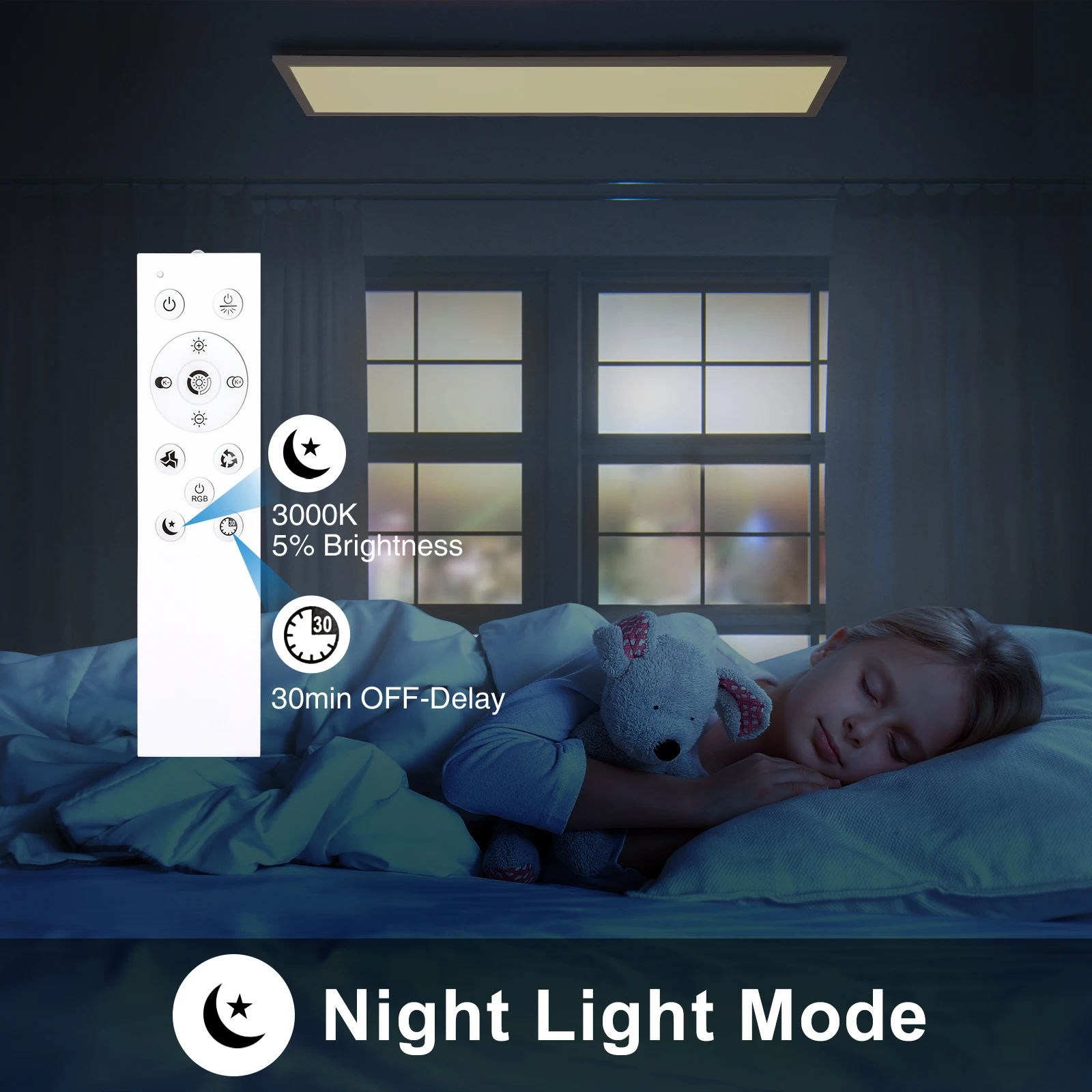 3-Pack RGB LED Panel Ceiling Light 100cm, 30W 3300LM, 3000–6500K, Remote & Memory Function for Living Room, Bedroom, Kitchen