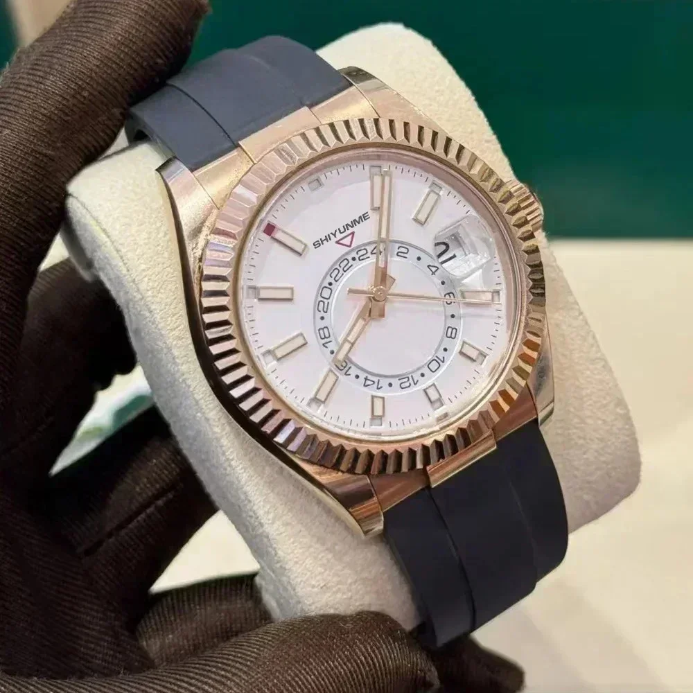 A333 Магазин 904, спортивные автоматические механические часы с календарем, унисекс, полностью функциональный внутренний календарь, вращающийся из нержавеющей стали