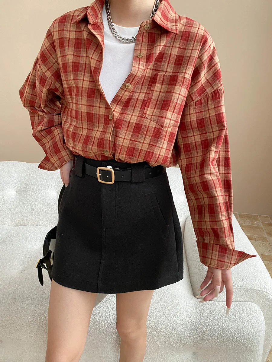 

Шерстяная короткая юбка трапециевидной формы с высокой талией для похудения и бедер Design Sense