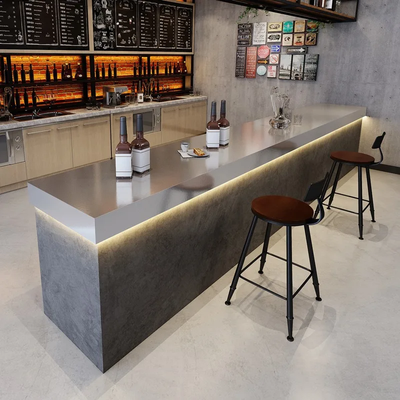 

Reception Desk Stainless Steel Checkout Page Leisure Vintage Bar Table Cafe Clothing Shop Desk Beauty Salon Atril Conferencia