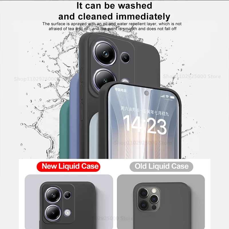 Poco M6 Pro 4G Case Original Square Liquid Silicone Phone Cases For Xiaomi Poco M6 M 6 Pro Poco M6Pro PocoM6 Pro 4G Soft Cover