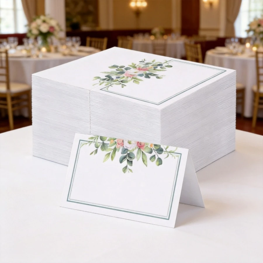 10/30/60sheets Wedding Seating Number Card Flowers Pattern Name Place Card Festival Birthday Family Party Banquet Table Card