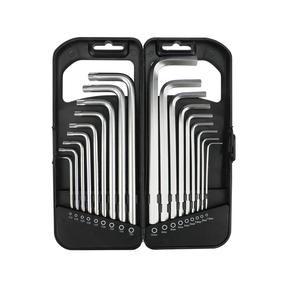 

Hoteche 18pcs Combination Long Hex Key Set Durable Chromium Vanadium Steel, Includes Metric Screwdrivers & Torx Tools Heavy-Duty