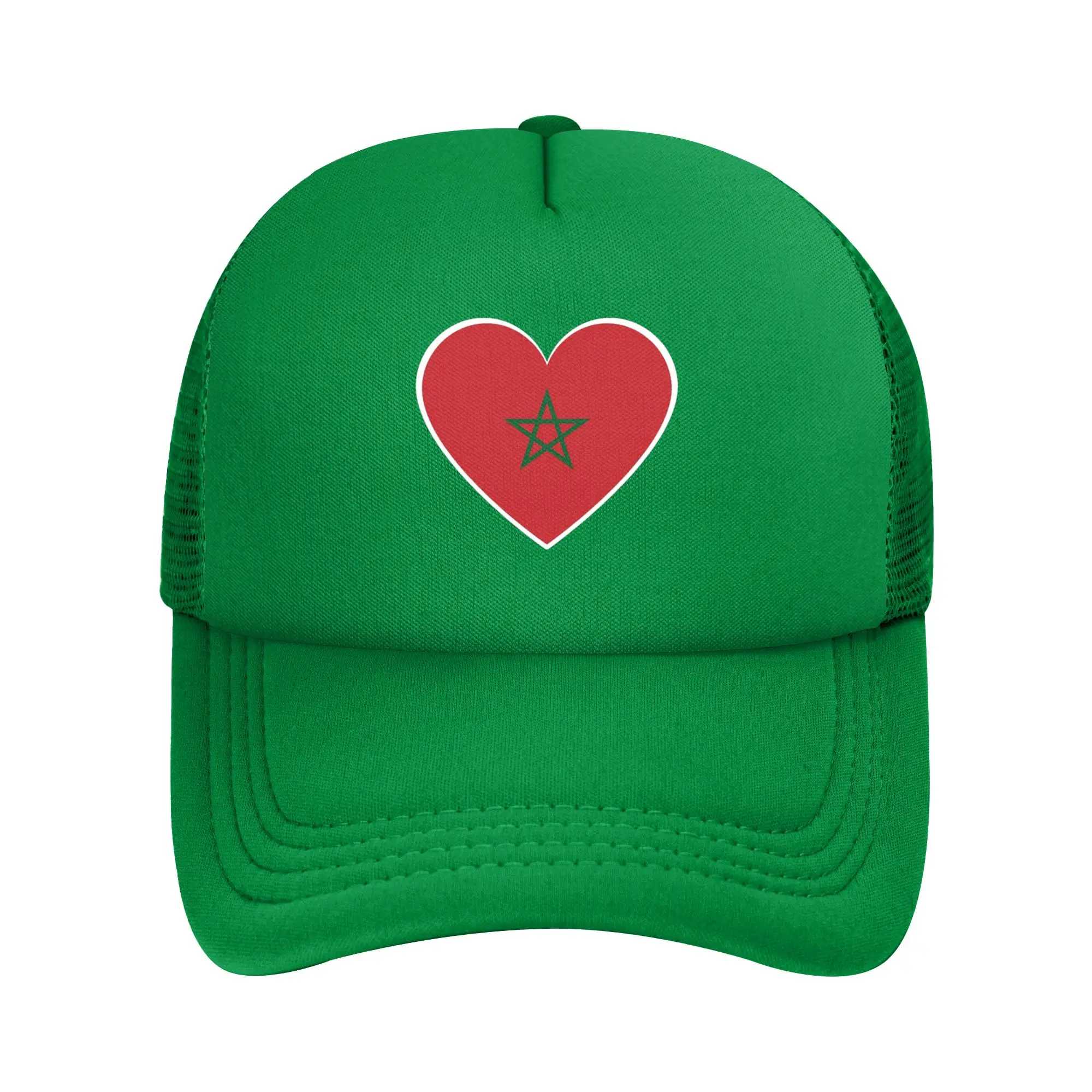 MOROCCO FLAG Heart Trucker Hat Unisex  Hats Trucker Worker Cap Fishing Hat Adjustable Snapback Caps Mesh Baseball Cap Summer