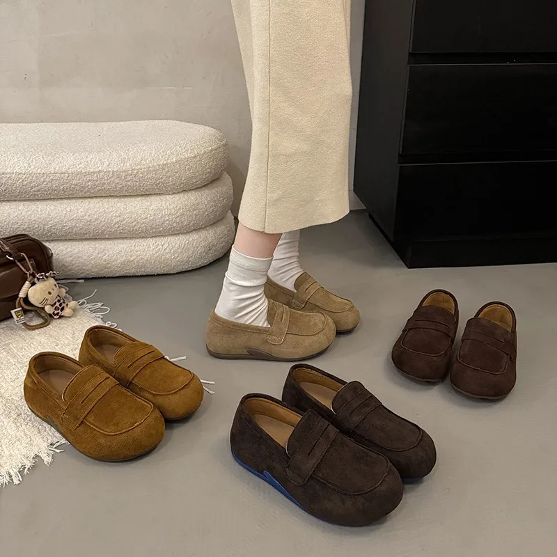 حذاء بدون كعب نسائي مكتنز لخريف 2025 |   الشقق الرجعية والابي مستوحاة |   الأحذية الجمالية الأكاديمية القديمة