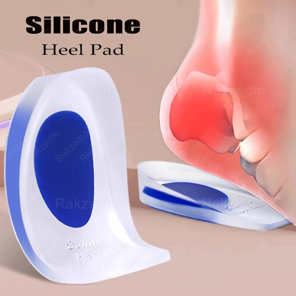 Gel Shoe Insoles for Men Women Heel Spurs Pain Relief Shoe Heel Pad Soft Silicone Foot Heel Cup Insert Height Increase Template