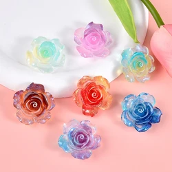 10PCS Noctilucent Rose Series Resin Flat Back Cabochons For Hairpin Scrapbooking DIY Jewelry Craft Decoration Accessories