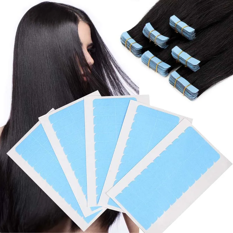5 Sheets 120pcs Hair Tape Adhesive Glue 4cm*0.8cm Double Side Tape Waterproof For Lace Wig Hair Extension Tool