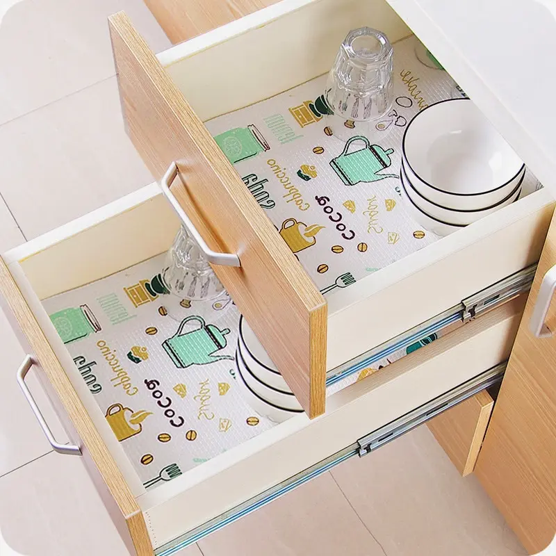 1 Roll Can Cut Table Mat Drawers Cabinet Shelf Liners Cartoon Cupboard Placemat Waterproof Oil Thickened Kitchen Stickers