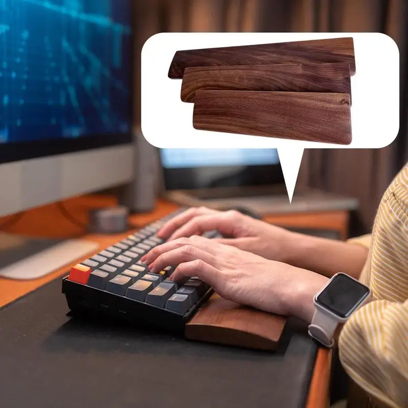 

Keyboard Wooden Palm Rest Wood Pad Wrist Rest Support Wood Pad Wrist Rest Non-Slip Rest Pad Wrist Guard Ergonomic Wooden Design