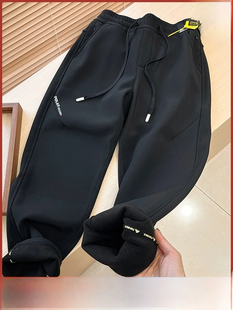

New Arrival Men's Casual Pants Dstring Elastic Waist Knee Protector Wide Leg Straight Cut Winter Faion Comfortable Fit