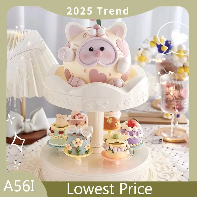 ABDD Macarons Turntable Display 360 Degree Automatic Rotating Plate Rack Birthday Decoration Gifts Birthday Machine
