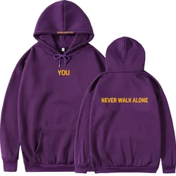 Hoodie impresso com letra Kpop para meninos e meninas, JIMIN NOMAD BE UM BOM HUMANO, moletom de lã, Harajuku, nunca ande sozinho, inverno