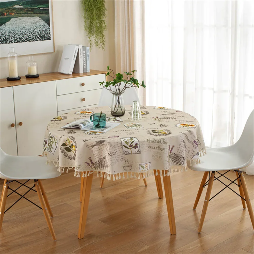 

Round Tablecloth Household Waterproof Table Desk Cloth American Style Printed Tablecloth Home Decoration Table Cloth