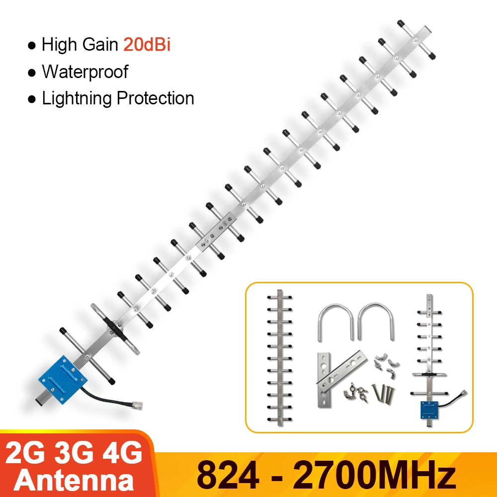 

20dBi 2G 3G 4G Yagi Outdoor Antenna 824-2700mhz External Antenna for Signal Booster CDMA GSM DCS AWS WCDMA PCS LTE Repeater