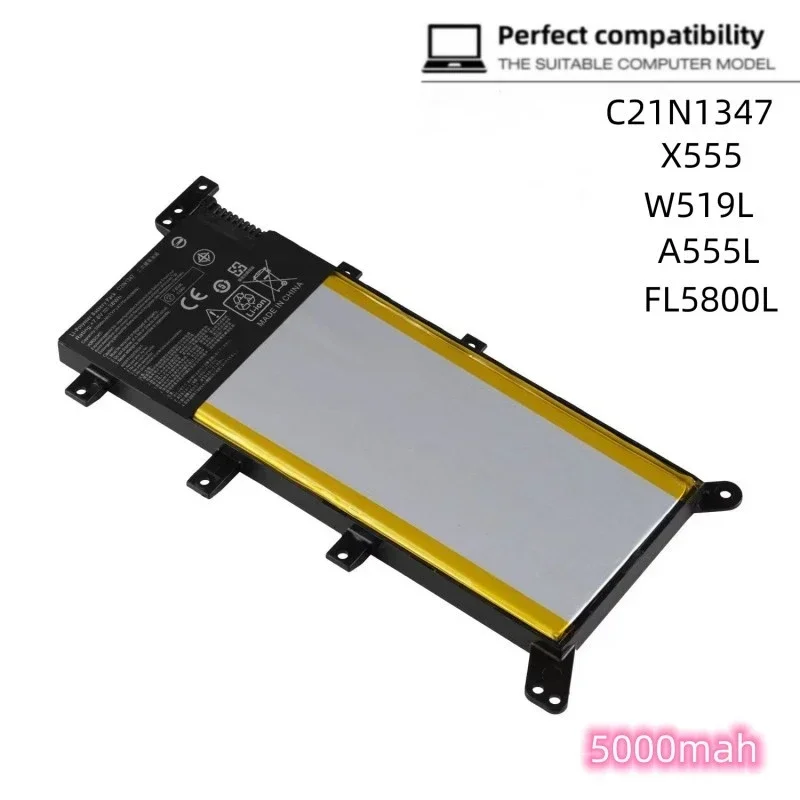 Original 5000mAh7.6V for ASUS C21N1347 X554 X554L X555 X555L X555LA X555LD R557 R557L W519L FL5800L Laptop Battery