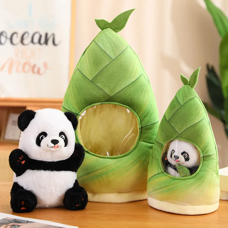 

Kawaii Bamboo Shoot Panda Plush Toy Stuffed Animals Pandas Hiding in Bag Plushies Doll Lovely Decor Backpack For Girls Baby Gift