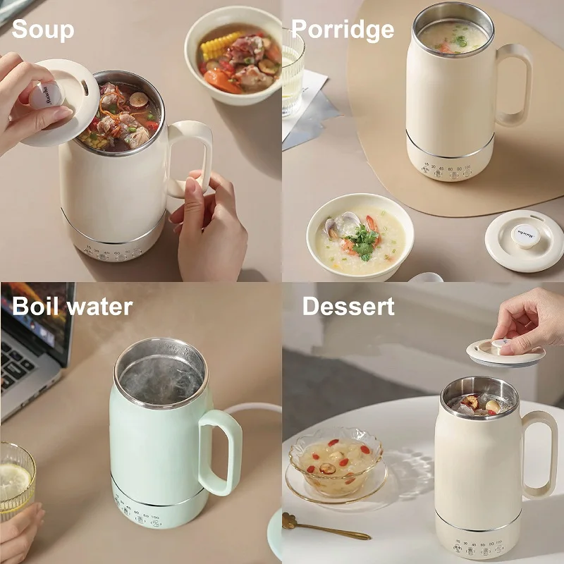 

600 мл Многофункциональный горшок для здоровья Портативный электрический чайник Офисный чайник из нержавеющей стали 304 Цветочный чайник с контролем температуры Чайник