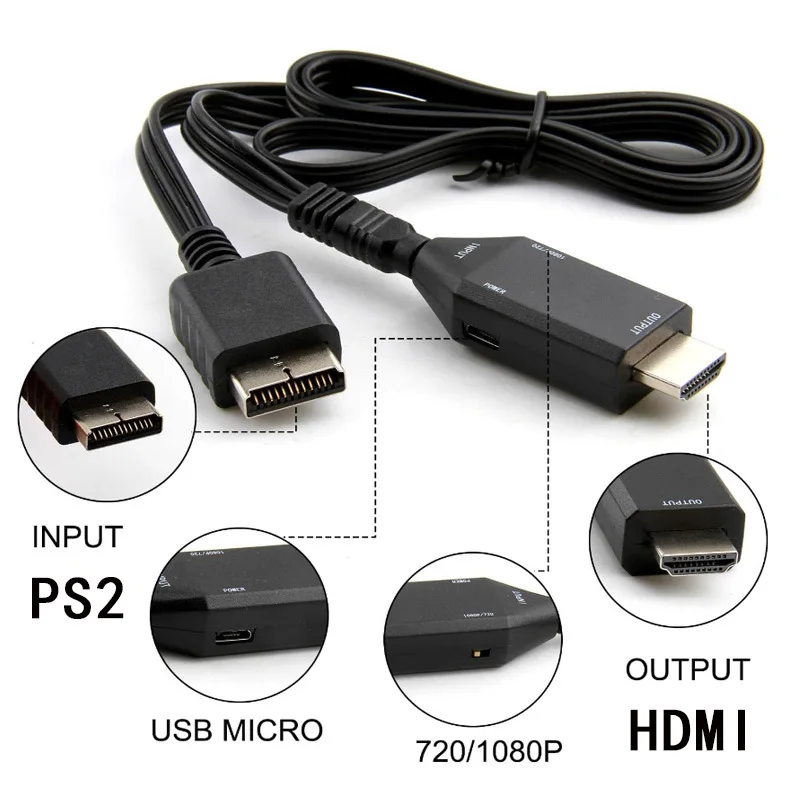 HDTV Cable for PS1 PS2 with HDMI Game Player Cable for Sony Playstation 720p 1080p PAL NTSC Audio Video Extension Converter Cord