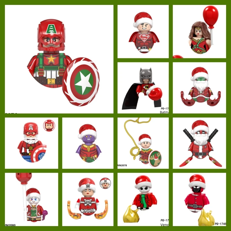 Marvel Christmas collection Building Blocks Hero Anime Bricks Dolls Mini Action Toy Figures Assemble Blocks Children Gifts